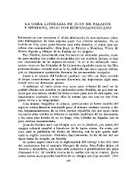  La obra literaria de Juan de Palafox y Mendoza, escritor hispanoamericano  / Francisco Sánchez-Castañer | Biblioteca Virtual Miguel de Cervantes