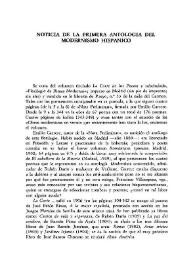 Noticia de la primera antología del modernismo hispánico  / José María Martínez Cachero | Biblioteca Virtual Miguel de Cervantes