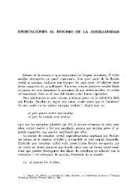 Aportaciones al estudio de la auxiliaridad  / Guillermo Rojo | Biblioteca Virtual Miguel de Cervantes