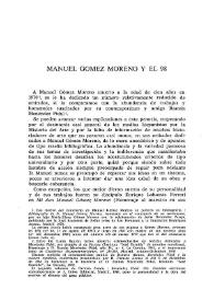 Manuel Gómez Moreno y el 98  / Geneviéve Barbe-Coquelin de Lisle | Biblioteca Virtual Miguel de Cervantes