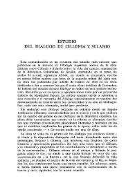 Estudio del "Diálogo de Cillenia y Selanio"  / Francisco López Estrada | Biblioteca Virtual Miguel de Cervantes