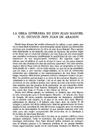 La obra literaria de don Juan Manuel y el infante don Juan de Aragón  / Robert B. Tate | Biblioteca Virtual Miguel de Cervantes