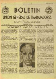 U.G.T. : Boletín de la Unión General de Trabajadores de España en Francia. Núm. 47, septiembre de 1948 | Biblioteca Virtual Miguel de Cervantes