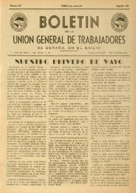 U.G.T. : Boletín de la Unión General de Trabajadores de España en Francia. Núm. 67, mayo de 1950 | Biblioteca Virtual Miguel de Cervantes