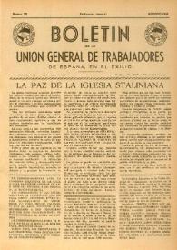 U.G.T. : Boletín de la Unión General de Trabajadores de España en Francia. Núm. 70, agosto de 1950 | Biblioteca Virtual Miguel de Cervantes