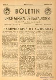 U.G.T. : Boletín de la Unión General de Trabajadores de España en Francia. Núm. 71, septiembre de 1950 | Biblioteca Virtual Miguel de Cervantes