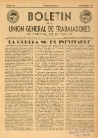 U.G.T. : Boletín de la Unión General de Trabajadores de España en Francia. Núm. 73, noviembre de 1950 | Biblioteca Virtual Miguel de Cervantes