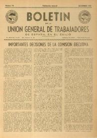 U.G.T. : Boletín de la Unión General de Trabajadores de España en Francia. Núm. 74, diciembre de 1950 | Biblioteca Virtual Miguel de Cervantes