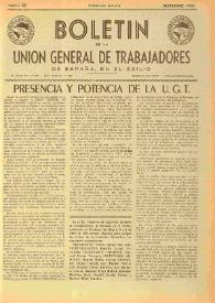 U.G.T. : Boletín de la Unión General de Trabajadores de España en Francia. Núm. 85, noviembre de 1951 | Biblioteca Virtual Miguel de Cervantes