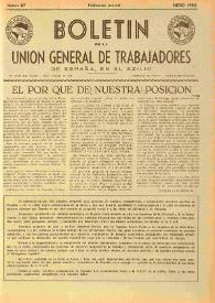 U.G.T. : Boletín de la Unión General de Trabajadores de España en Francia. Núm. 87, enero de 1952 | Biblioteca Virtual Miguel de Cervantes