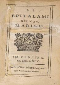 Li Epitalami / del Cav[alier] Marino | Biblioteca Virtual Miguel de Cervantes