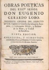 Obras poéticas del Excmo. Señor Don Eugenio Gerardo Lobo ... | Biblioteca Virtual Miguel de Cervantes