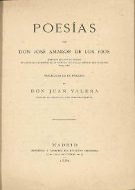 Poesías / de José Amador de los Rios ; precedidas de un prólogo de Juan Valera | Biblioteca Virtual Miguel de Cervantes