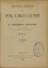 Historia crítica de la Epístola de Horacio a los Pisones / por Clemente Cortejón | Biblioteca Virtual Miguel de Cervantes