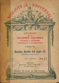 Poemas gaélicos / Ossian, bardo del siglo III ; traducción en verso de Don Ángel Lasso de la Vega | Biblioteca Virtual Miguel de Cervantes