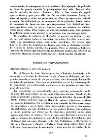 Cuadernos Hispanoamericanos, núm. 91-92 (julio-agosto 1957). Índice de exposiciones / M. Sánchez-Camargo | Biblioteca Virtual Miguel de Cervantes