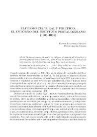 Elitismo cultural y político. El entorno del Instituto pestalozziano (1805-1808) / Rafael Fernández Sirvent | Biblioteca Virtual Miguel de Cervantes