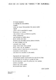 "Qué es un coro de tardes y de auroras" / Luis Suñén | Biblioteca Virtual Miguel de Cervantes
