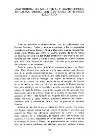"Caprichos", "El mal poema" y "Cante hondo" en "Alma". Museo. "Los Cantares" de Manuel Machado / Emilio Miró | Biblioteca Virtual Miguel de Cervantes