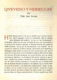 Quevedo y Heidegger / por Pedro Laín Entralgo | Biblioteca Virtual Miguel de Cervantes