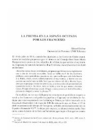 La prensa en la España ocupada por los franceses / Gérard Dufour | Biblioteca Virtual Miguel de Cervantes