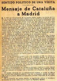 Mensaje de Cataluña a Madrid | Biblioteca Virtual Miguel de Cervantes