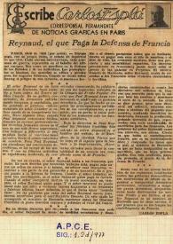 Reynaud, el que paga la Defensa de Francia / Carlos Esplá | Biblioteca Virtual Miguel de Cervantes