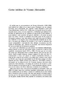 Cartas inéditas de Vicente Aleixandre / Vicente Aleixandre | Biblioteca Virtual Miguel de Cervantes