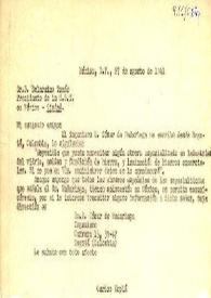 Carta de Carlos Esplá a Belarmino Tomás, presidente de la U.G.T. de México. México (D. F.), 27 de agosto de 1941 | Biblioteca Virtual Miguel de Cervantes