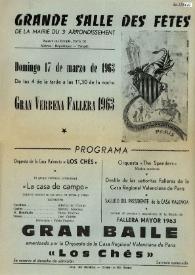 Folleto sobre la representación "Gran verbena fallera 1963" | Biblioteca Virtual Miguel de Cervantes