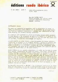 Carta firmada de José Martínez, de la Sociedad Ruedo Ibérico a Carlos Esplá. París, 28 de diciembre de 1964 | Biblioteca Virtual Miguel de Cervantes