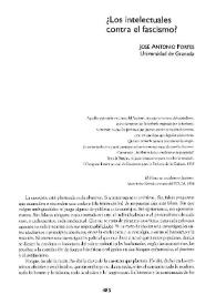 ¿Los intelectuales contra el fascismo?  / José Antonio Fortes | Biblioteca Virtual Miguel de Cervantes