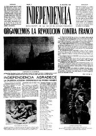 Independencia : Publicación de la Unión de Jóvenes Patriotas. Núm. 2, 10 de agosto de 1944 | Biblioteca Virtual Miguel de Cervantes