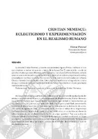 Cristian Nemescu: eclecticismo y experimentación en el realismo rumano / Vicente Pascual | Biblioteca Virtual Miguel de Cervantes