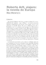 Roberto Arlt, viajero: la novela de Europa / Blas Matamoro | Biblioteca Virtual Miguel de Cervantes