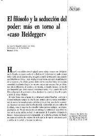 El filósofo y la seducción del poder: más en torno al "caso Heidegger" / Mario A. Presas | Biblioteca Virtual Miguel de Cervantes