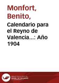 Calendario para el Reyno de Valencia...: Año 1904 | Biblioteca Virtual Miguel de Cervantes