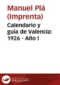 Calendario y guía de Valencia: 1926 - Año I | Biblioteca Virtual Miguel de Cervantes