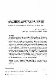 Las mujeres en el debate social sobre los matrimonios en el siglo XVIII / Gloria Franco Rubio | Biblioteca Virtual Miguel de Cervantes