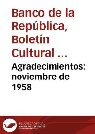Agradecimientos: noviembre de 1958 | Biblioteca Virtual Miguel de Cervantes