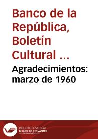 Agradecimientos: marzo de 1960 | Biblioteca Virtual Miguel de Cervantes