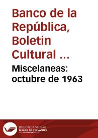 Miscelaneas: octubre de 1963 | Biblioteca Virtual Miguel de Cervantes