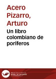 Un libro colombiano de poríferos | Biblioteca Virtual Miguel de Cervantes