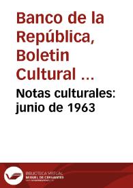 Notas culturales: junio de 1963 | Biblioteca Virtual Miguel de Cervantes