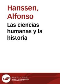 Las ciencias humanas y la historia | Biblioteca Virtual Miguel de Cervantes
