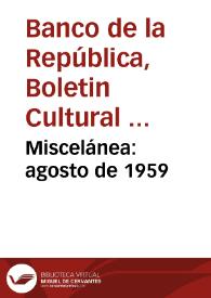 Miscelánea: agosto de 1959 | Biblioteca Virtual Miguel de Cervantes