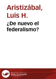 ¿De nuevo el federalismo? | Biblioteca Virtual Miguel de Cervantes