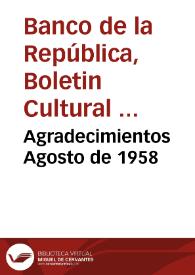 Agradecimientos Agosto de 1958 | Biblioteca Virtual Miguel de Cervantes