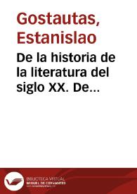 De la historia de la literatura del siglo XX. De Huxley a Bernanos | Biblioteca Virtual Miguel de Cervantes