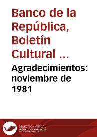 Agradecimientos: noviembre de 1981 | Biblioteca Virtual Miguel de Cervantes